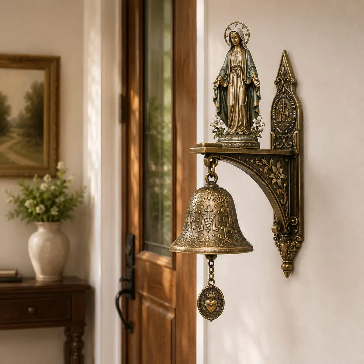 DivineGrace – Antieke bronzen Maria-zegenbel
