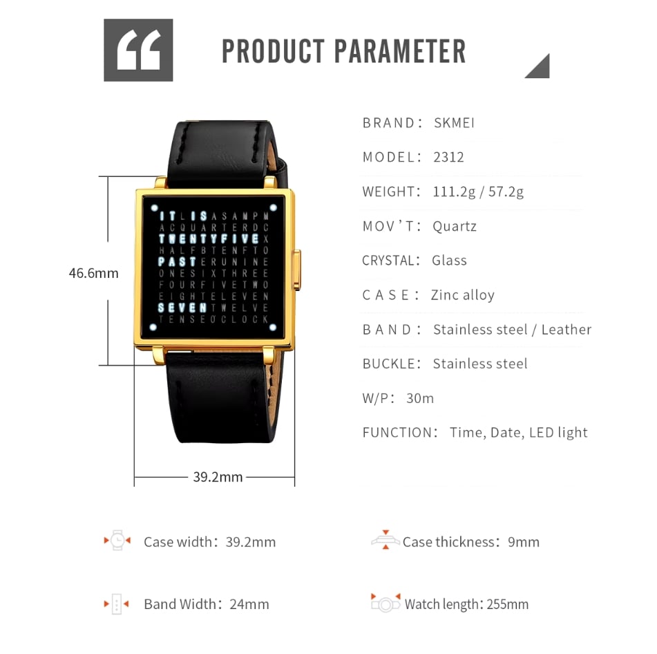 LexoTime - Unisex horloge met tekstweergave